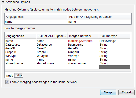 Advanced Network Merge Options