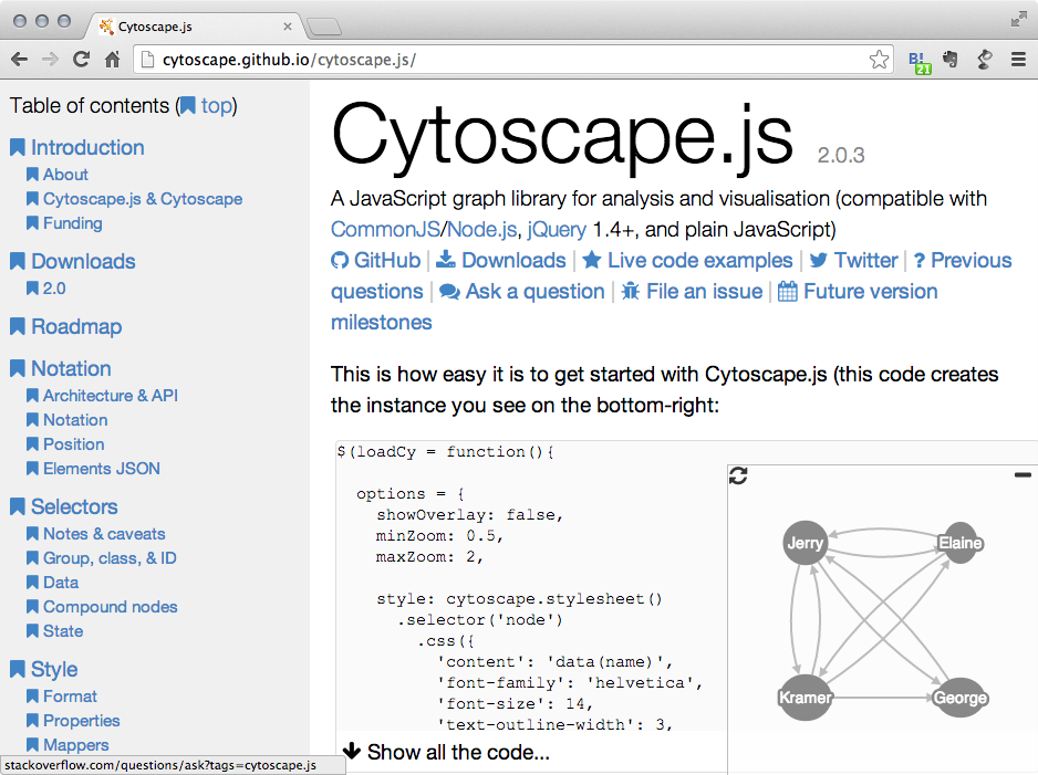 cytoscape js examples